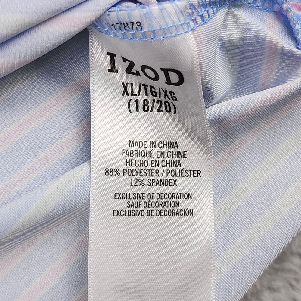 IZOD Polo Shirt Boys XL Blue Striped Short Sleeve Performance Golf Top IZSHB4KF - Picture 10 of 11